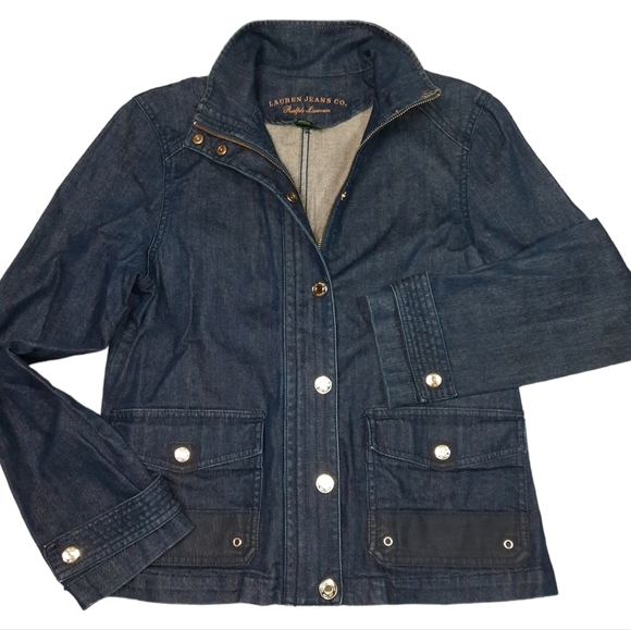 Lauren Jeans Co Ralph Lauren Blue Denim Snap/Zip Jacket SZ M - Picture 2 of 12